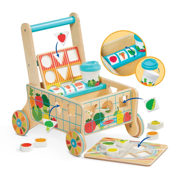 Wooden Shape Sorting Grocery Cart