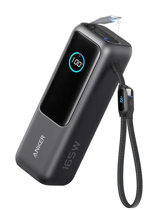 Laptop Power Bank (25K, 165W, Built-In and Retractable Cables)