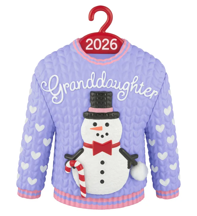 Granddaughter Snowman Sweater 2026 Ornament